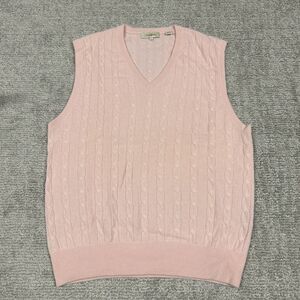 Peter Millar Vest Mens Large 100% Cashmere Sleeveless Golf Pullover Light Pink